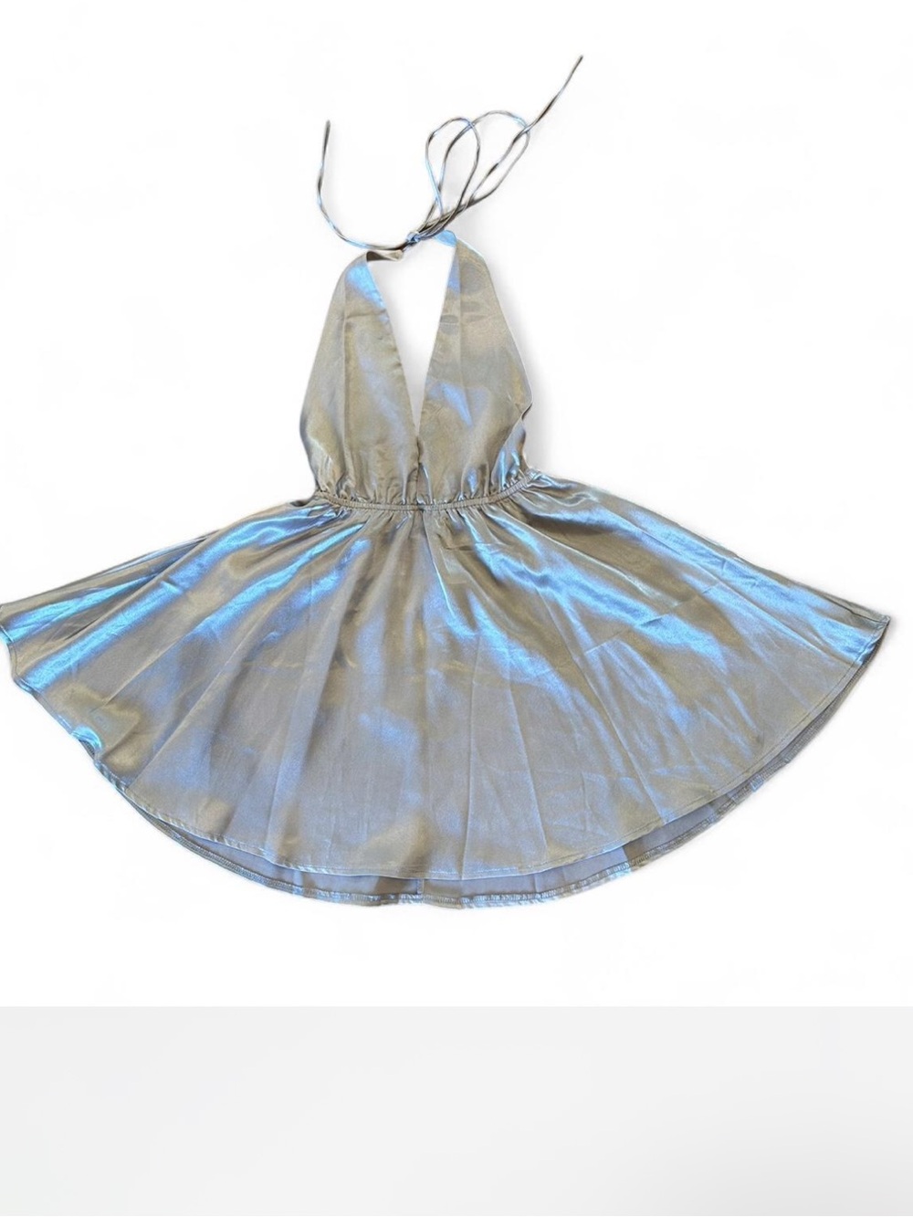*Like New* Selfie Leslie Silver Halter Skater Dress — M